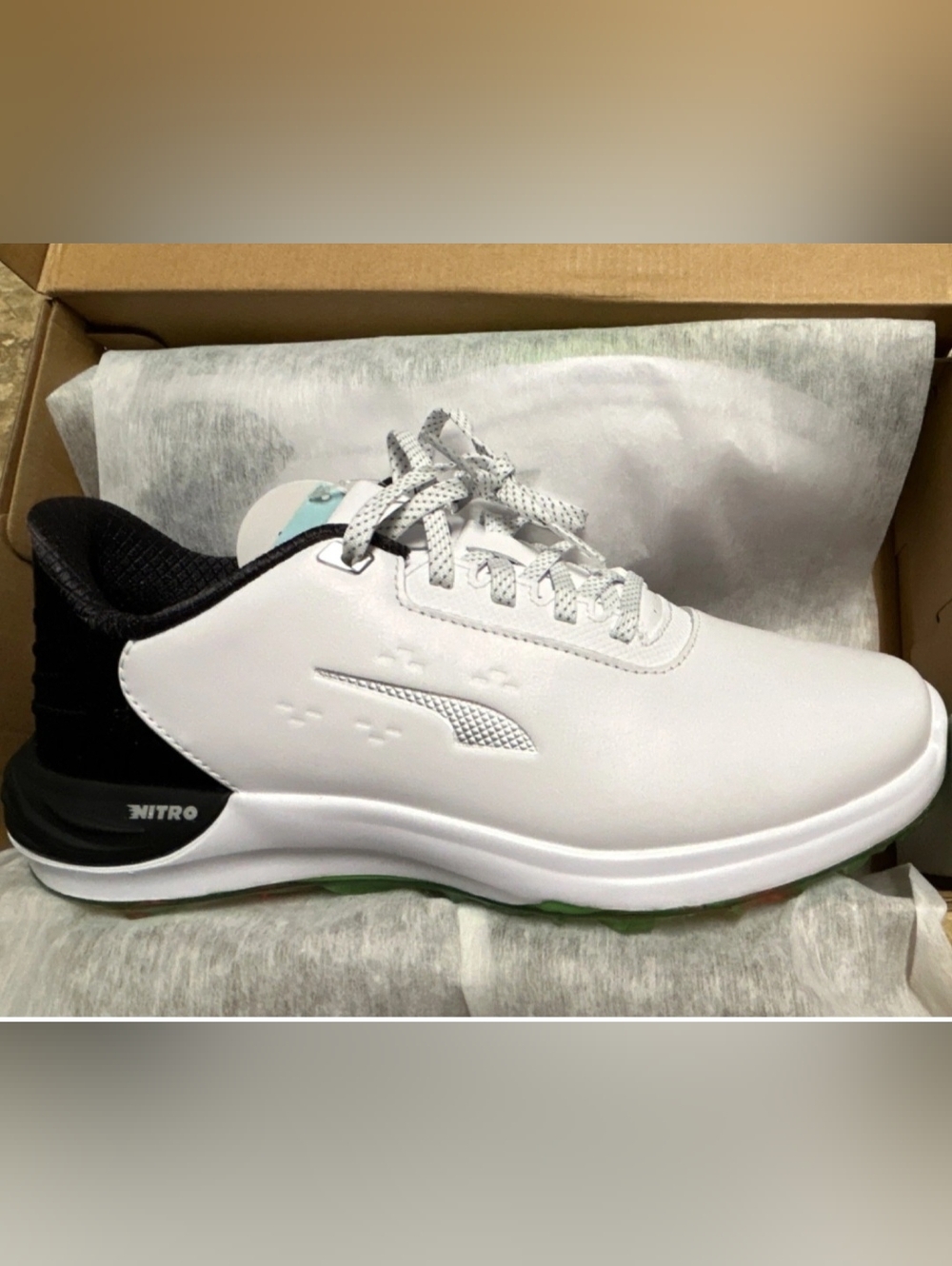 NWT PUMA PHANTOMCAT NITRO Golf Shoes White Black Green Men's US 8 EUR 40.5